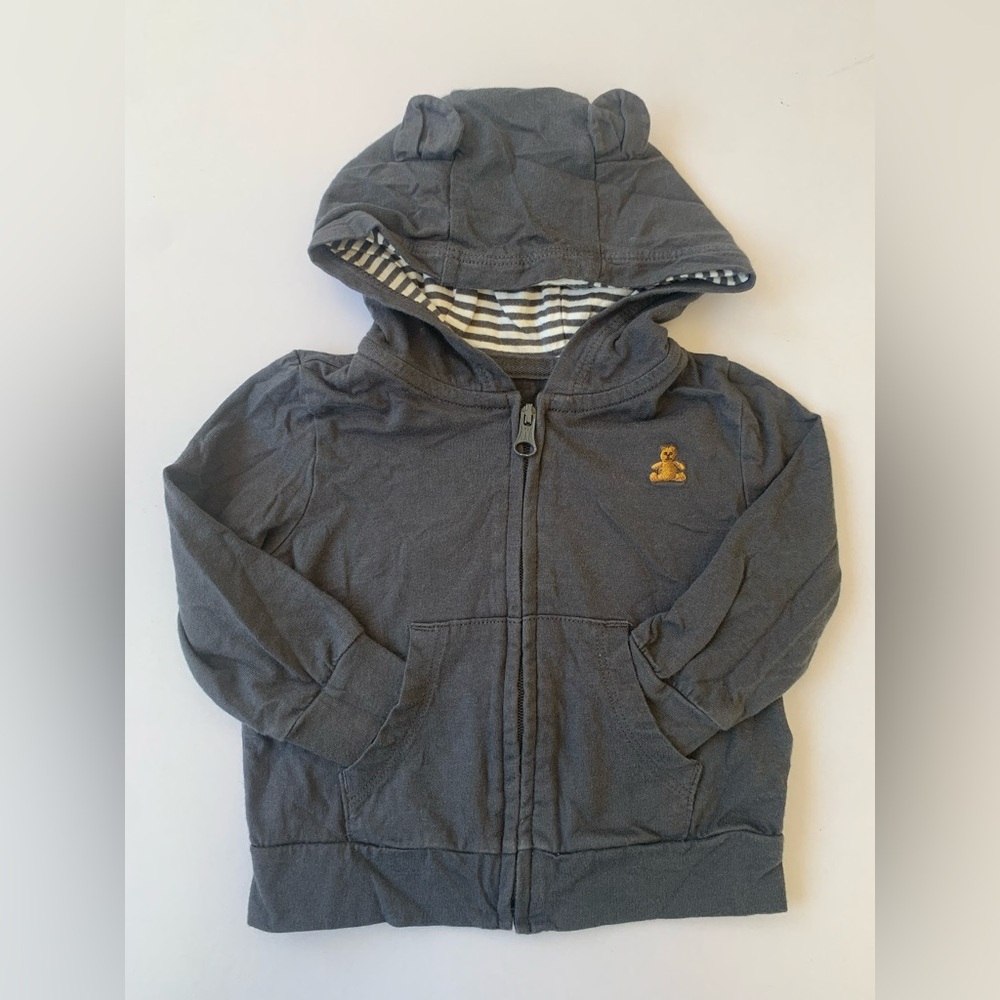 GAP Gray Hooded Sweatshirt with Striped Lining